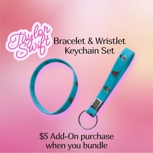 $5 Add-On 🆕Taylor Swift Teal Bracelet & Wristlet Keychain Set